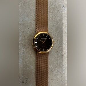 Retired Pandora Stainless Steel Rose Gold Plated Watch With Mesh Band